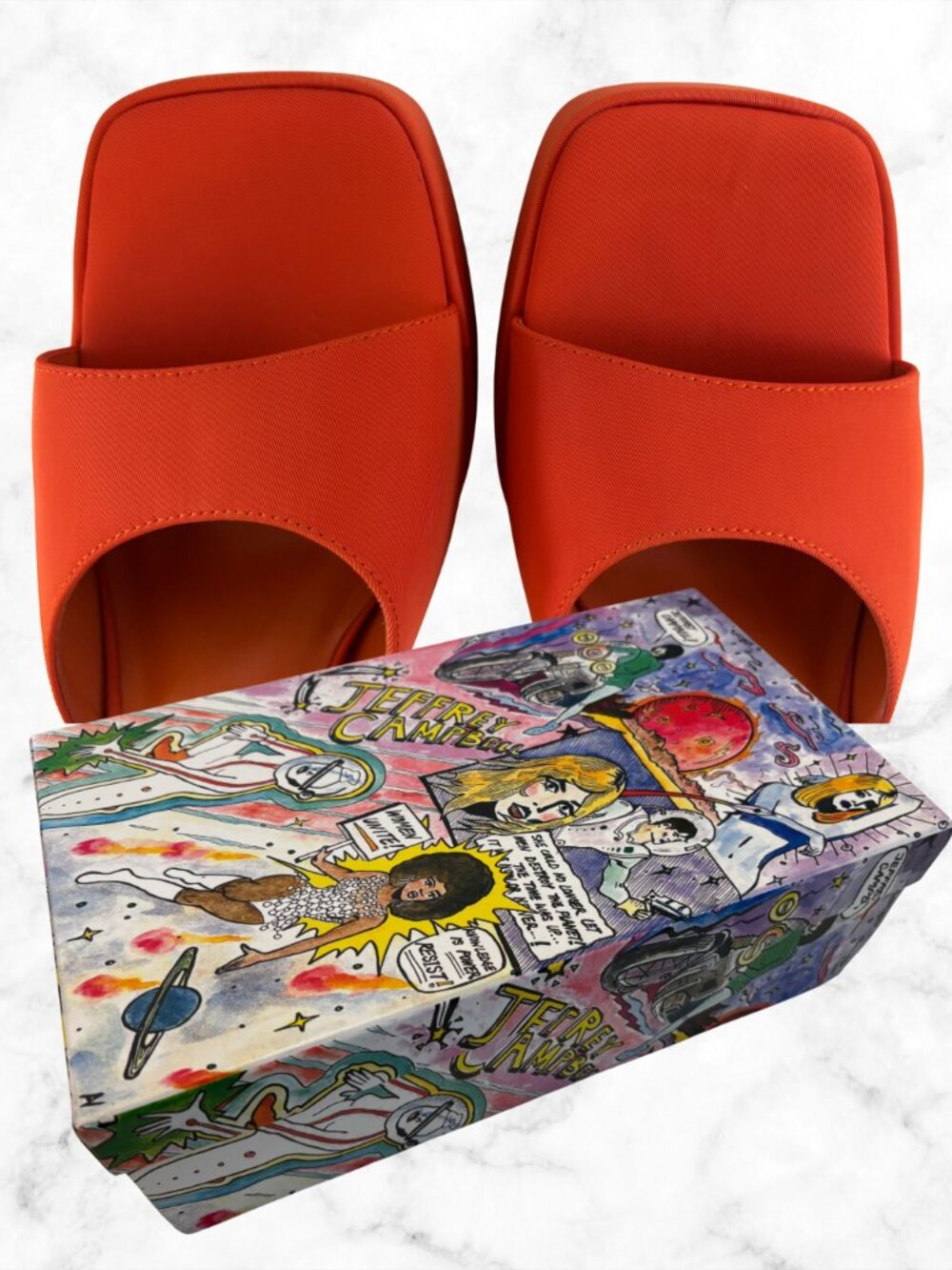 NIB | JEFFREY CAMPBELL Ninety Orange Faile Platform Mule Heels Sandals 8.5 - Picture 5 of 10